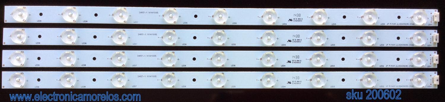 KIT DE LED PARA TV / RCA M240HVN03.0-5V / 34M7-1 N141005 / 01.JL.D2433235-31AS / MODELO LED24G45RQ